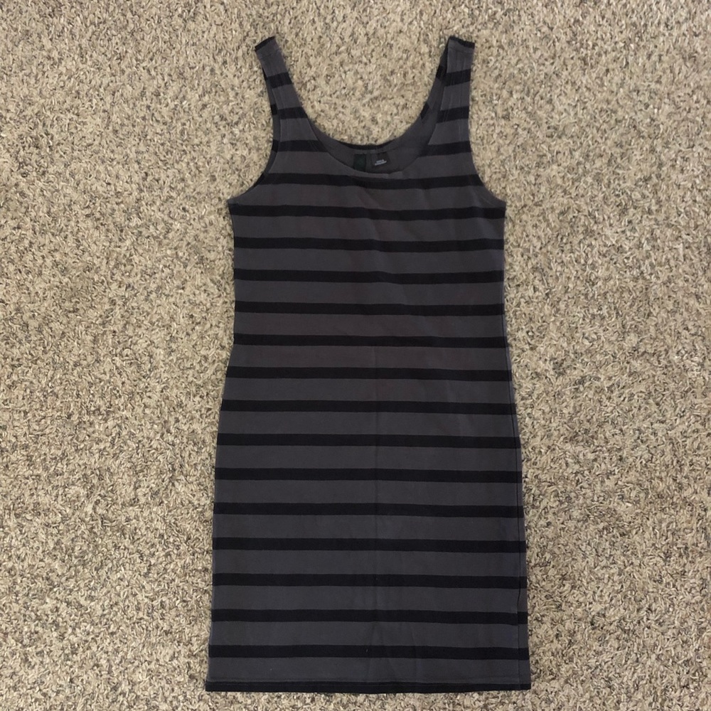 Striped Charcoal & Black Mini Dress